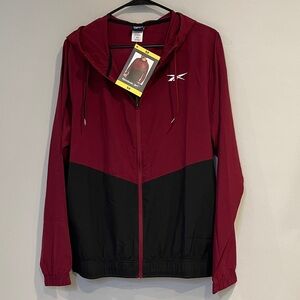 NWT Reebok Burgundy and Black Hooded Jacket Size Medium